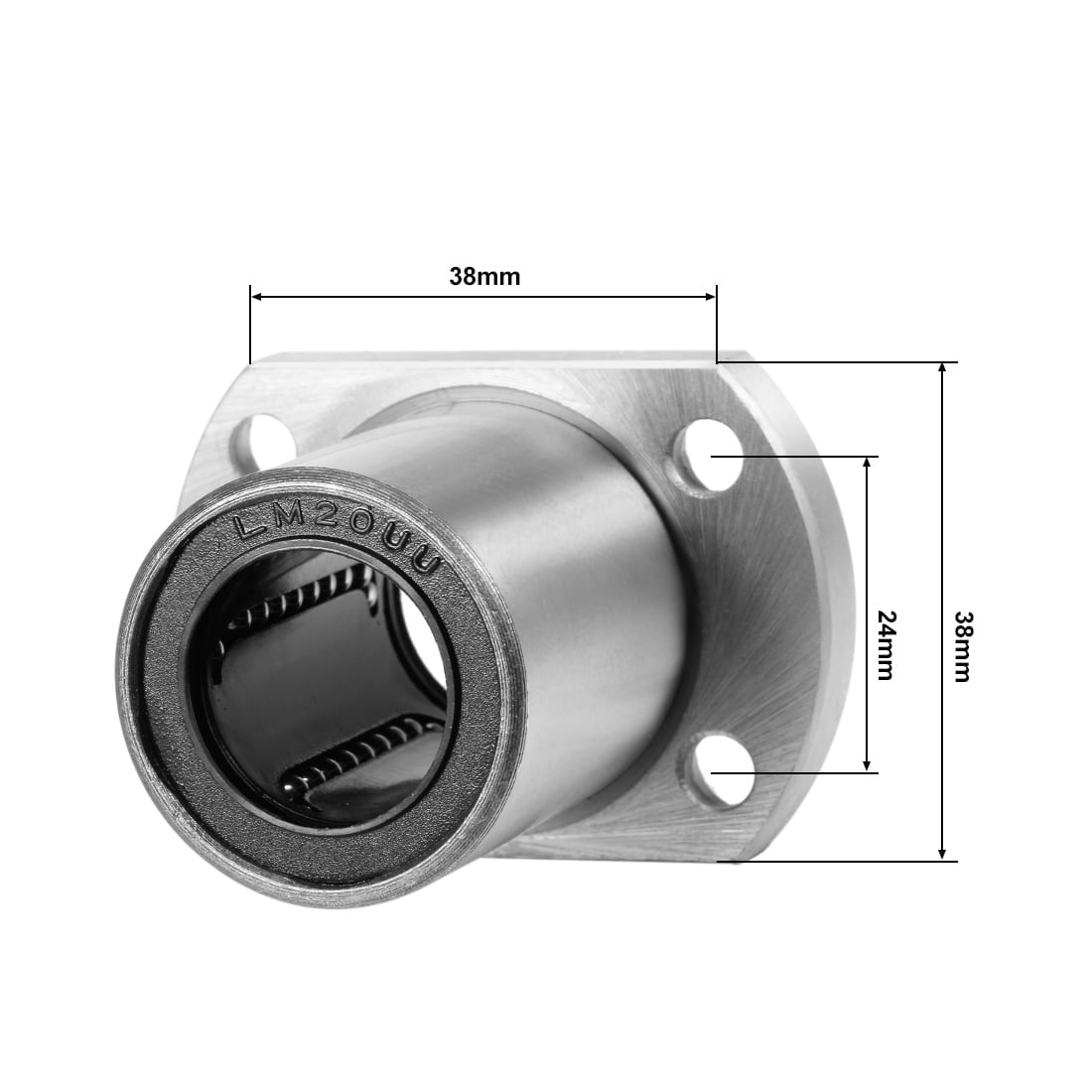 LMH20UU Two Side Cut Flange Linear Ball Bearings, 20mm x 32mm OD x 42mm 2Pcs