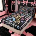 thumbnail image 3 of Erosebridal Watercolor Floral Zipper Full Size Comforter Sets with Fitted Sheet and 2 Pillowcases for Girls, Blue Botanical Leaf Print Zipper Bedding Set, Black Reversible, 4 Pieces, 3 of 7