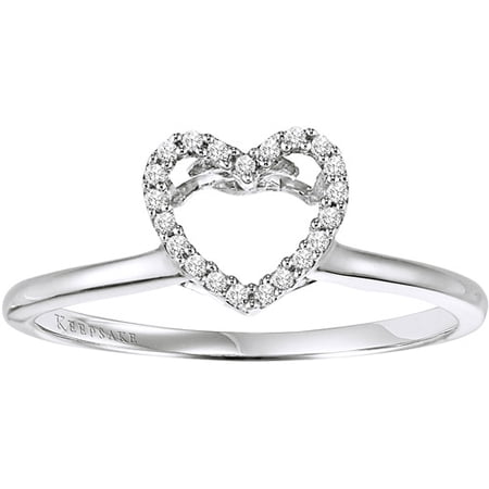 Charming Heart Certified Diamond Accent 10kt White Gold Engagement Ring Enhancer