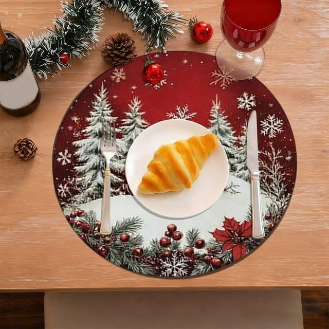 Napperon de Noël en Diatomite Réutilisable Résistant à la Chaleur Lavable Tapis de Table Décoration de Fête Protecteur Isolé pour Réunions Festives