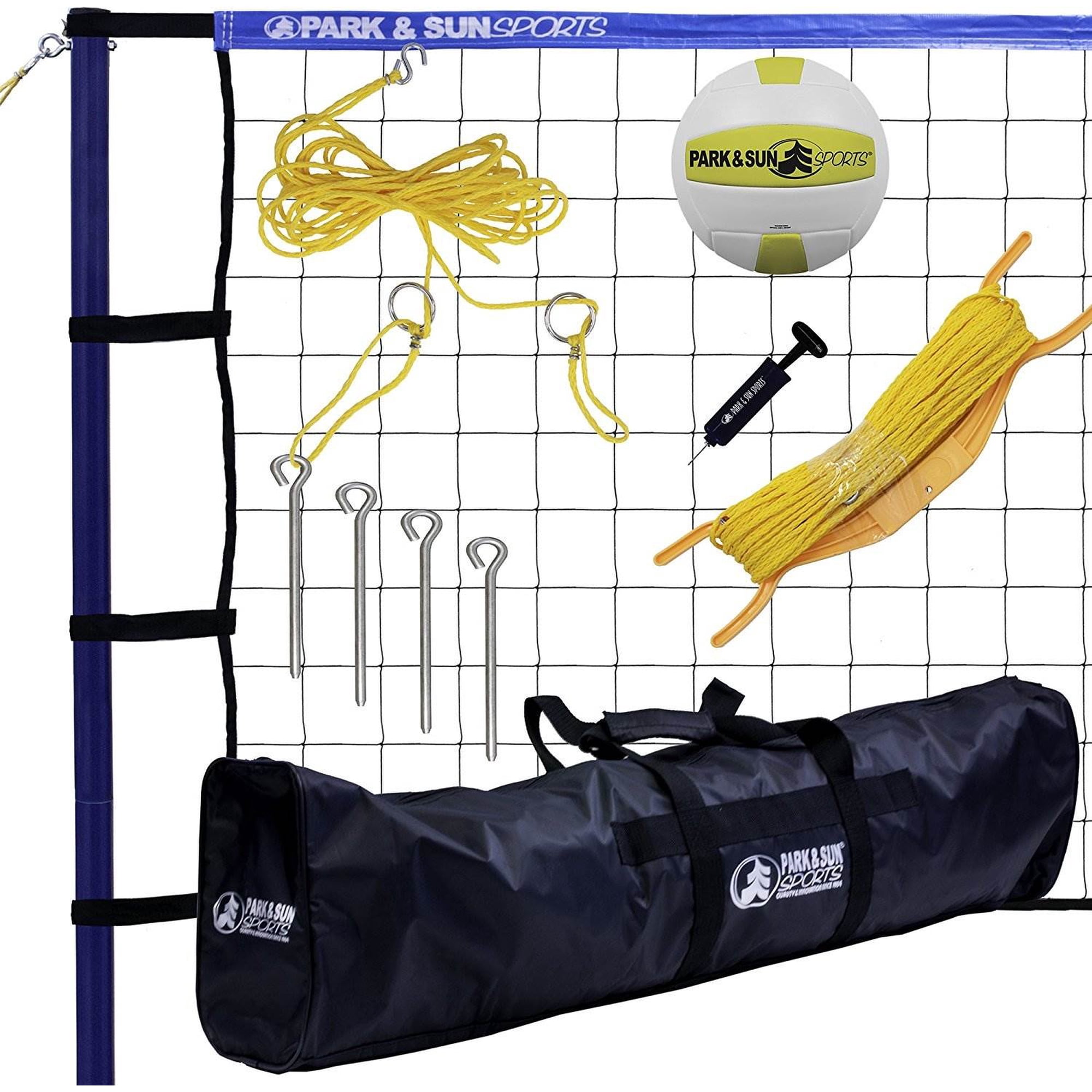 Park & Sun Spiker Sport Steel Blue Portable Outdoor Volleyball Net Set w/ Bag