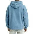 thumbnail image 4 of Men’s Corduroy Hooded Pullover with Half Zip Front and Kangaroo Pocket Loose Fit Casual Sweatshirt Top Sky Blue 3XL, 4 of 4