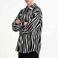 thumbnail image 1 of Ceisia Men's Oversize Zebra-Print Long-Sleeve Button-Down Shirt for Casual Spring/Summer Gift, 1 of 9