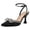 Black Satin, variant on Pennysue Women's Heels Rhinestone Bow Black Pumps Ankle Strap Pointed Toe Wedding Party Shoes Size 10