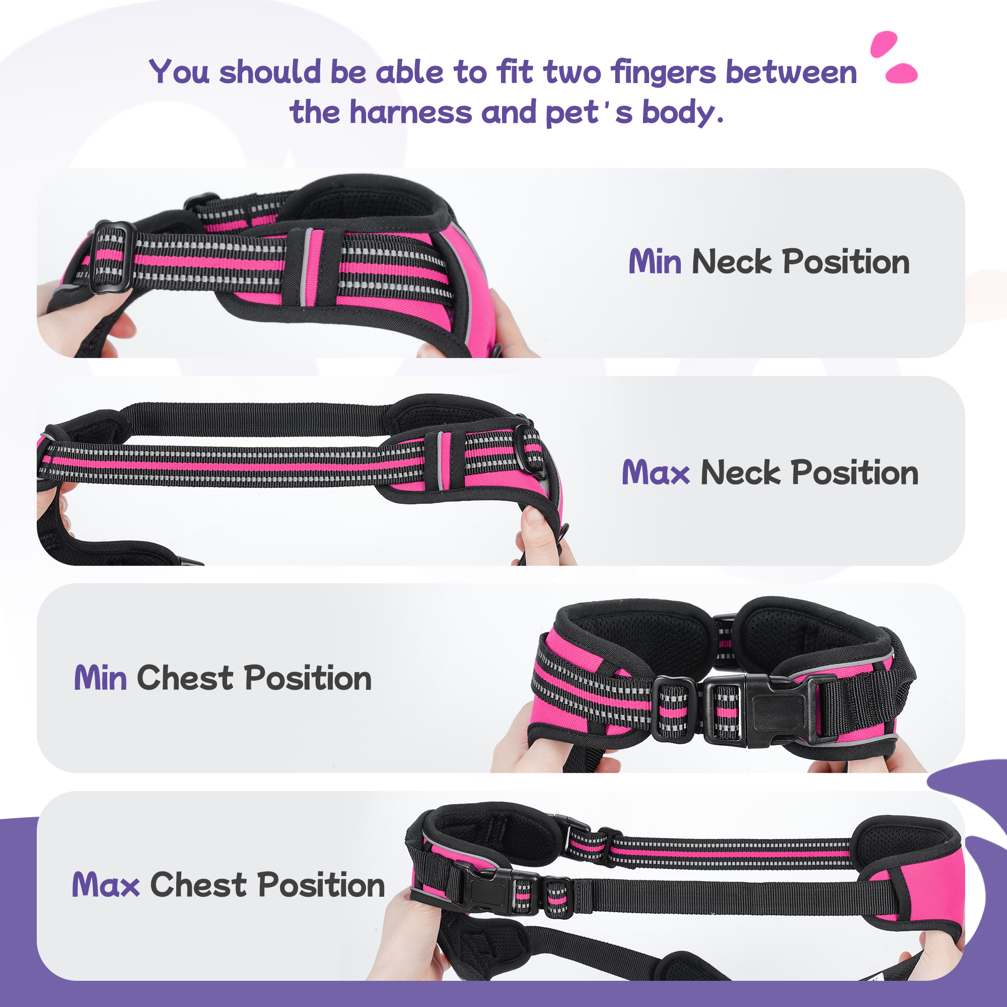 Pigo No Pull Dog Harness Large Hot Pink photo 5