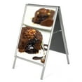 thumbnail image 2 of M&T Displays Silver Sandwich Board, 22x28 Inches Poster Sidewalk Display, 1" Aluminum profile, A-Frame with Header Menu Board, Double Sided, Polystyrene Backing, Mitered Corner, 2 of 8