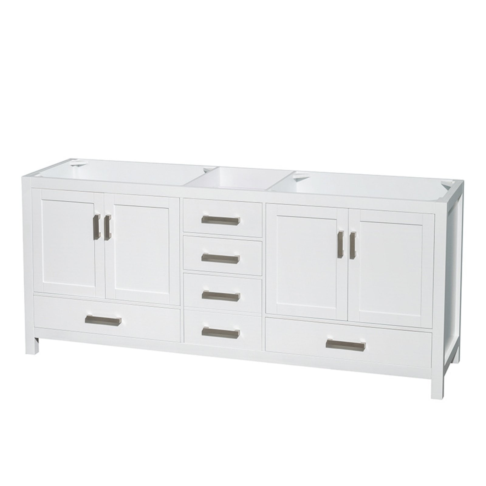 Wyndham Collection Sheffield 80 inch Double Bathroom Vanity in White, No Countertop, No Sinks