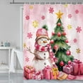 thumbnail image 2 of Grtuspr Merry Christmas Shower Curtain Pink Xmas Ball Cute Snowman Shower Curtain White Winter Snowflake Bathroom Shower Curtain Sets with Hooks Small Waterproof Washable Fabric, 72X72in, 2 of 5