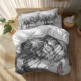 thumbnail image 2 of Abstract Dinosaur Duvet Cover Set Full Size Retro Gray Animal Little Girl Soft Lightweight Comforter Covers 4 Piece Bedding Set with 1 Duvet Cover 1 Bed Sheet & 2 Pillow Shams, 2 of 8