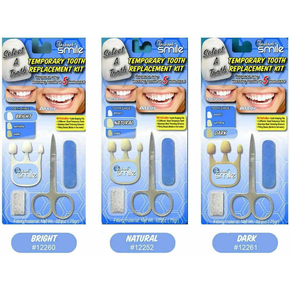 Instant Smile Select A Tooth Temporary Replacement Kit 3 Pack Set All