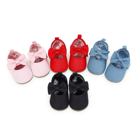 Yoyauz Baby Girl Mary Jane Shoes Anti Slip Rubber Sole Ballet Slippers Princess Dress Wedding Shoes Newborn Kids Shoes Toddler Shoes(0-12 Month)