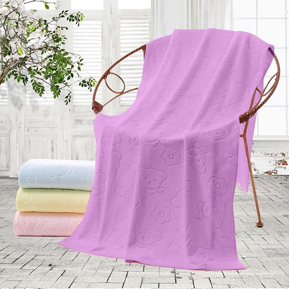 Bath Towel,27.56x55.12" Microfiber Bath Towel Absorbent and Quick-Drying Super Soft Hotel Bath Towel Bathroom Travel Towel,Bear Purple1