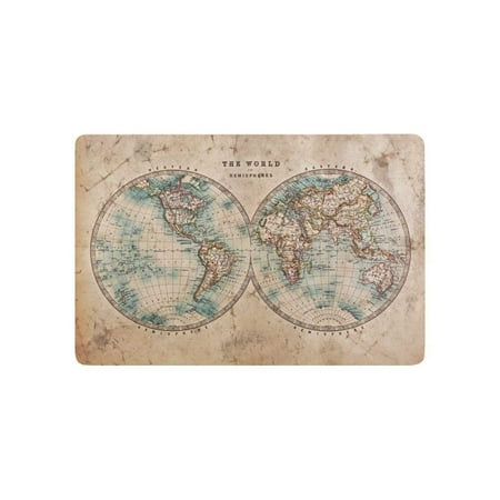 Old Door Decor CADecor Old Worlp Map Door Mat Home Decor, Vintage Brown Indoor Outdoor Entrance Doormat 23.6x15.7 Inches ()
