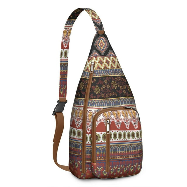 Retro Exotic Sling Backpack – Crossbody Daypack, Adjustable Strap