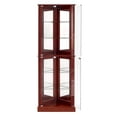 thumbnail image 4 of Royard Oaktree 72" Retro Lighted Corner Curio Cabinet with Glass Doors, Shelves, and Mirror Back, 4 of 9