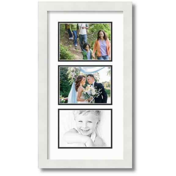 ArtToFrames Collage Photo Picture Frame with 3 - 5x7 Openings, Framed in White with Super White and Black Mats (CDM-3966-901)