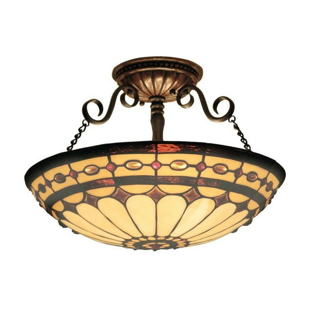 Elk Lighting Diamond Ring 3 Light Semi Flush Mount in Burnished Copper