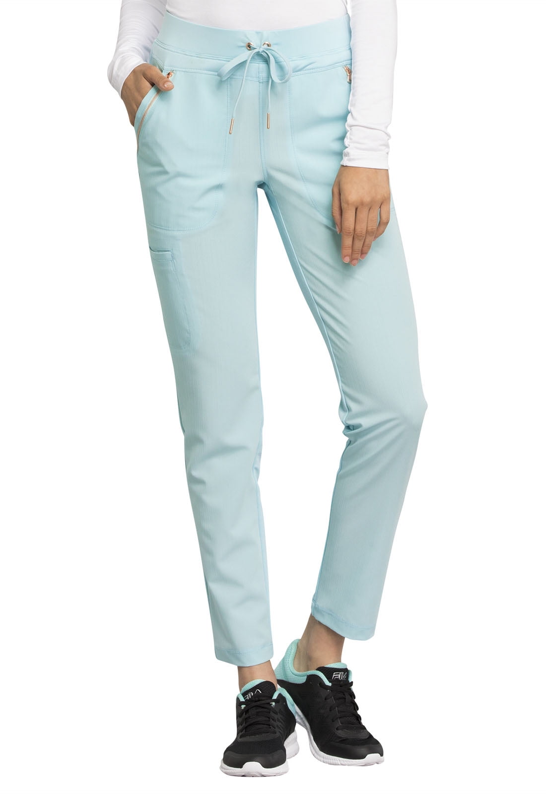 Cherokee Statement Women Scrubs Pant, Mid Rise Straight Leg Drawstrings