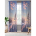 thumbnail image 5 of Sheer Curtains 84 Inches Long, Pink Winter Landscapes Semi Sheer Curtains Light Filtering Window Treatment, Nature Snow Forest Sunset Privacy Voile Drapes for Living Room Bedroom 52x84 Inch, 5 of 7