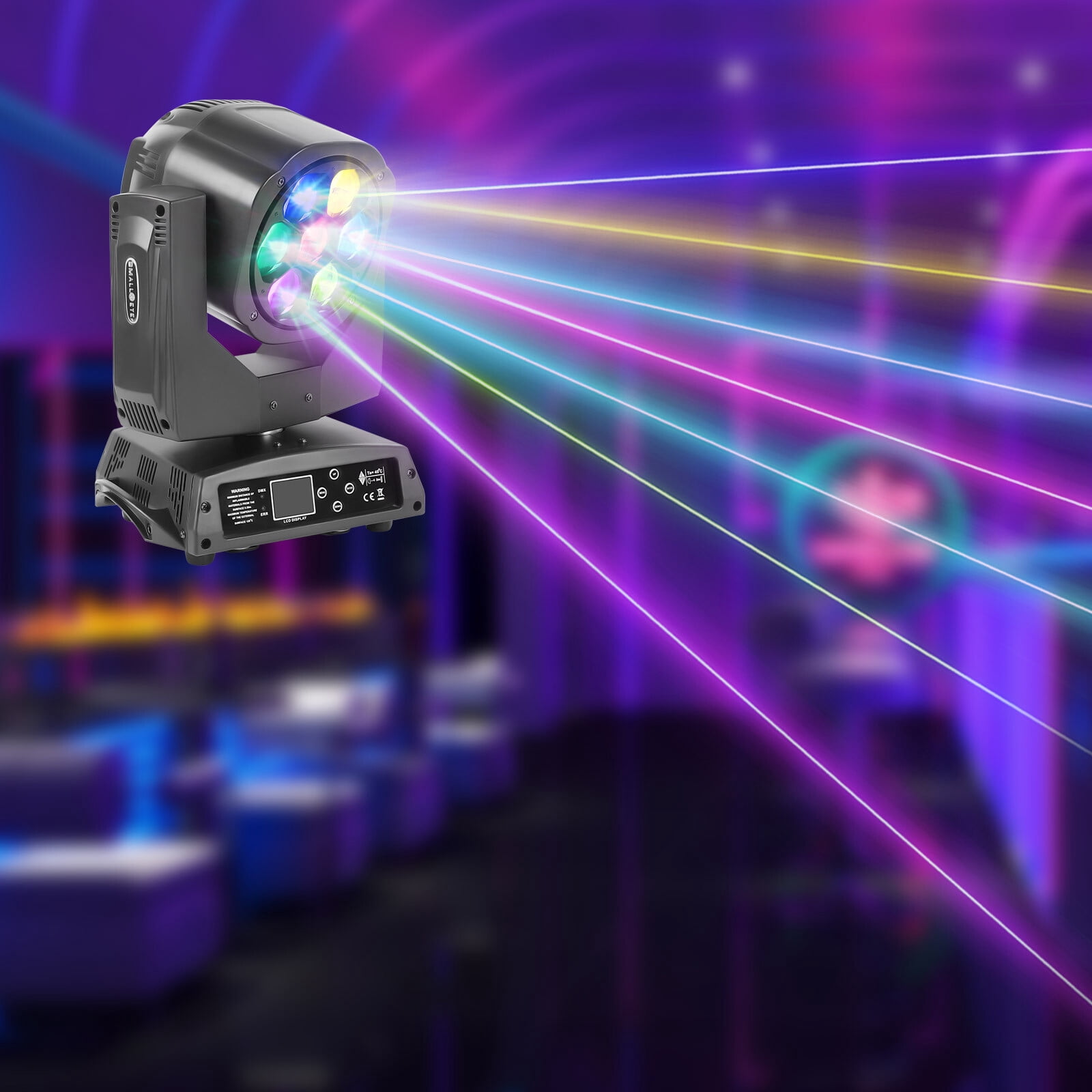 150W Moving Head Stage Light, RGBW 7 LED DJ Stage Uplight with Zoom for Entertainment Venues AC 90V-240V