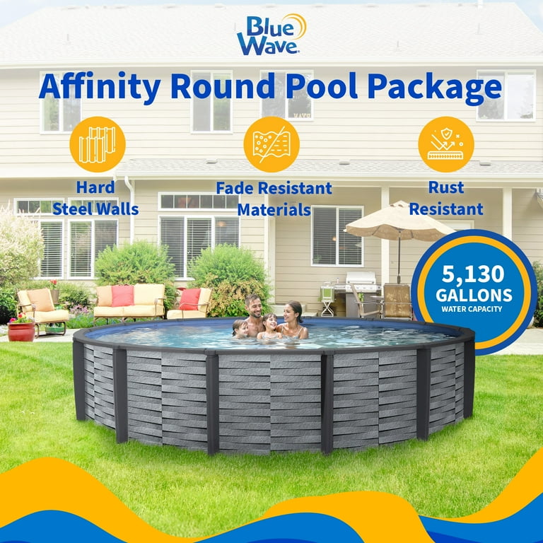 Blue Wave Affinity 15-ft Round 52-in Deep 7-in Top Rail Resin
