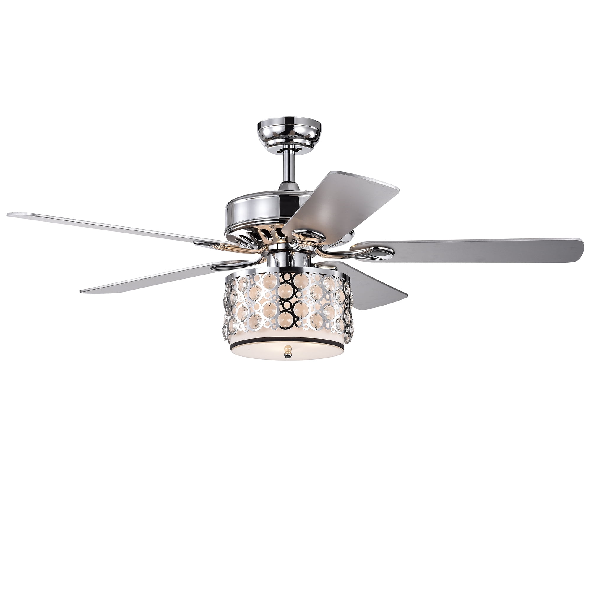 Shepherd 52-Inch 5-Blade Lighted Ceiling Fan with Chrome and Glass Shade (includes Remote and Lighti Kit)