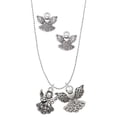 thumbnail image 1 of Delight Jewelry Silvertone Angel Silver tone Guardian Angel Charm Necklace and Stud Earrings, 1 of 4