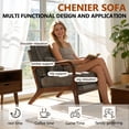 thumbnail image 6 of CQSXDA Single Upholstered Accent Chair  with Curved Wood Armrests  and Lumbar Cushion  for Living Room or Bedroom, Antique Dark Grey, 6 of 15