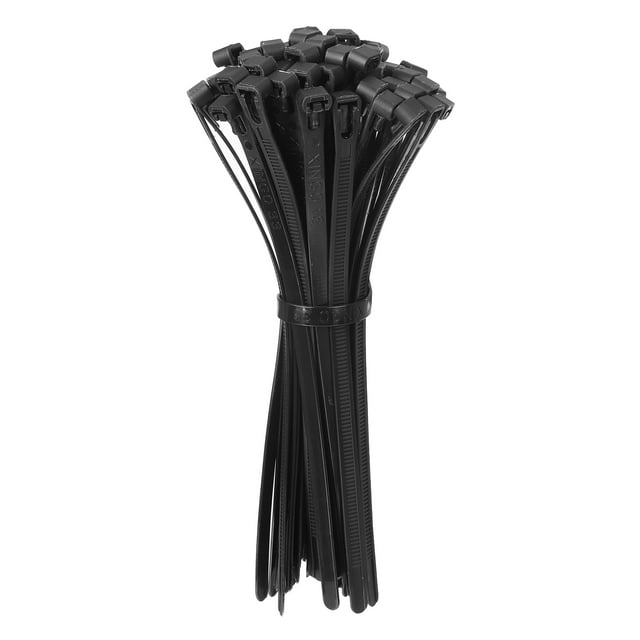 Unique Bargains 8 Inch Releasable Cable Ties Adjustable Zip Ties Removable Indoor Outdoor Tie Wraps Black 100Pcs