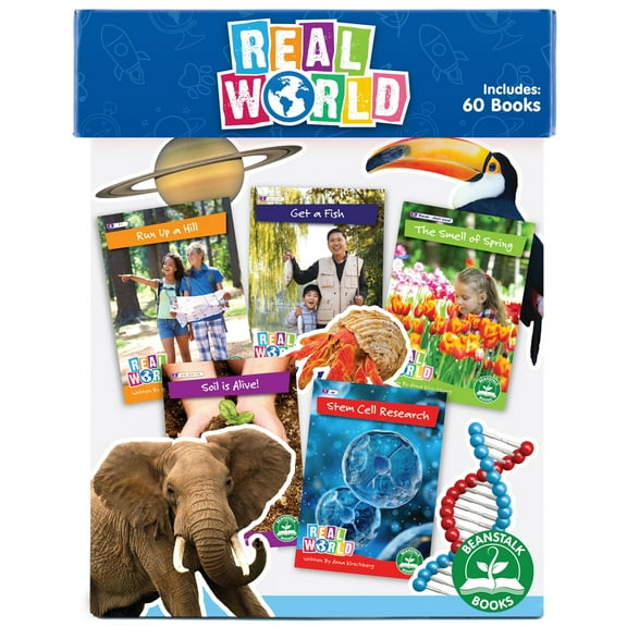 Junior Learning: Real World - Phases 2-6 Box Set - Non-Fiction Hi-Lo Decodables, 60 Books, Week-By-Week Rainbow Phonics, Kids Reading Development
