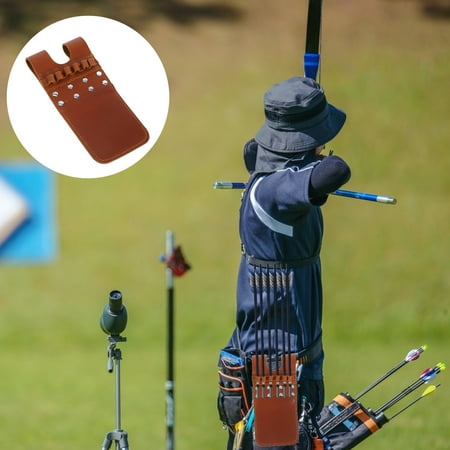 Worgeous Portable Archery Arrow Pouch Leather Arrow Bag Pocket Quiver Arrow Holder