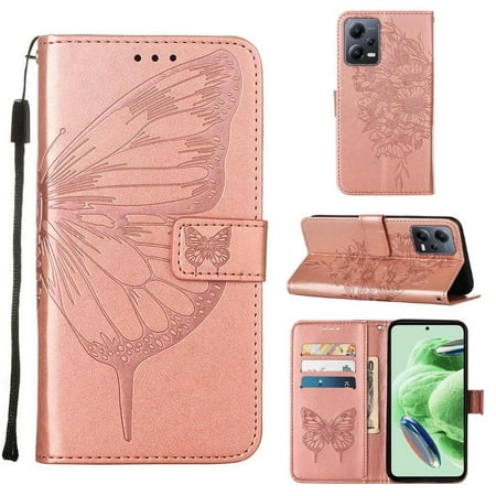 

Case for Xiaomi POCO X5 5G Embossing Butterfly Magnetic Premium Leather Flip Cover