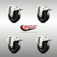 thumbnail image 2 of 4 Inch 316SS Soft Rubber Swivel Bolt Hole Caster Set with Lock Brake SCC, 2 of 2