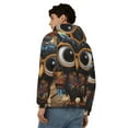 thumbnail image 4 of Zufioo Quirky Owl With Glasses Print Men's Hooded Cardigan, Zip-up Long-Sleeved Sweatshirt Jacket Sportswear-Small, 4 of 5