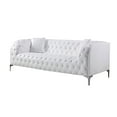 thumbnail image 3 of Benjara Two Piece Leatherette Upholstered Tufted Sofa Set with Accent Pillows and Steel Feet, White, 3 of 3