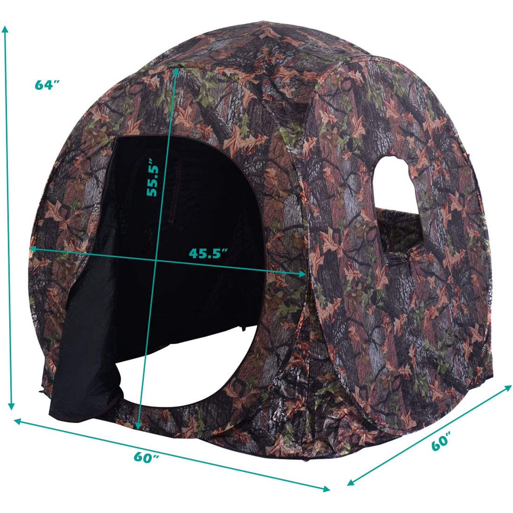Hunting Blind 3 Persons Pop Up Ground Blind with Hub System Carry Bag for Deer & Turkey Camo Hunting Tent with 360 Degree View See Through Portable Durable Deer Blind
