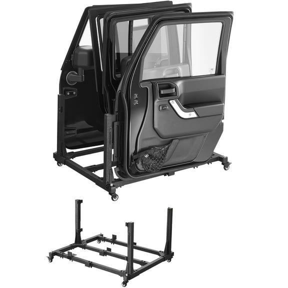 KFFKFF Jeep Door Transport Trolley, 4 Doors Portable Storage Trolley with Enhanced Rubber Padding, Robust Vehicle Door Storage Trolley Compatible with Jeep Wrangler JK JKU JL Gladiator