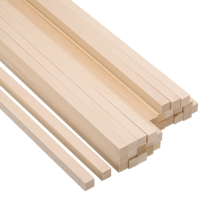 Unique Bargains 3/8 Inch Dowel Rods Wood Sticks 12 Inch Long Square Wooden Dowels 30 Pcs