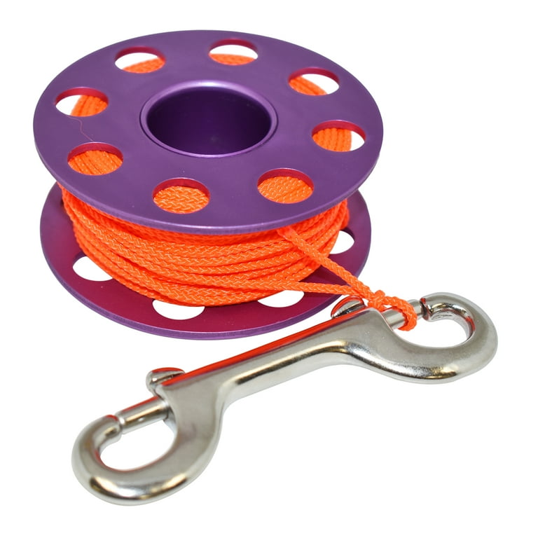 Scuba Choice Aluminum Finger Spool 75ft Dive Reel w/Bolt Snap-Purple/Orange