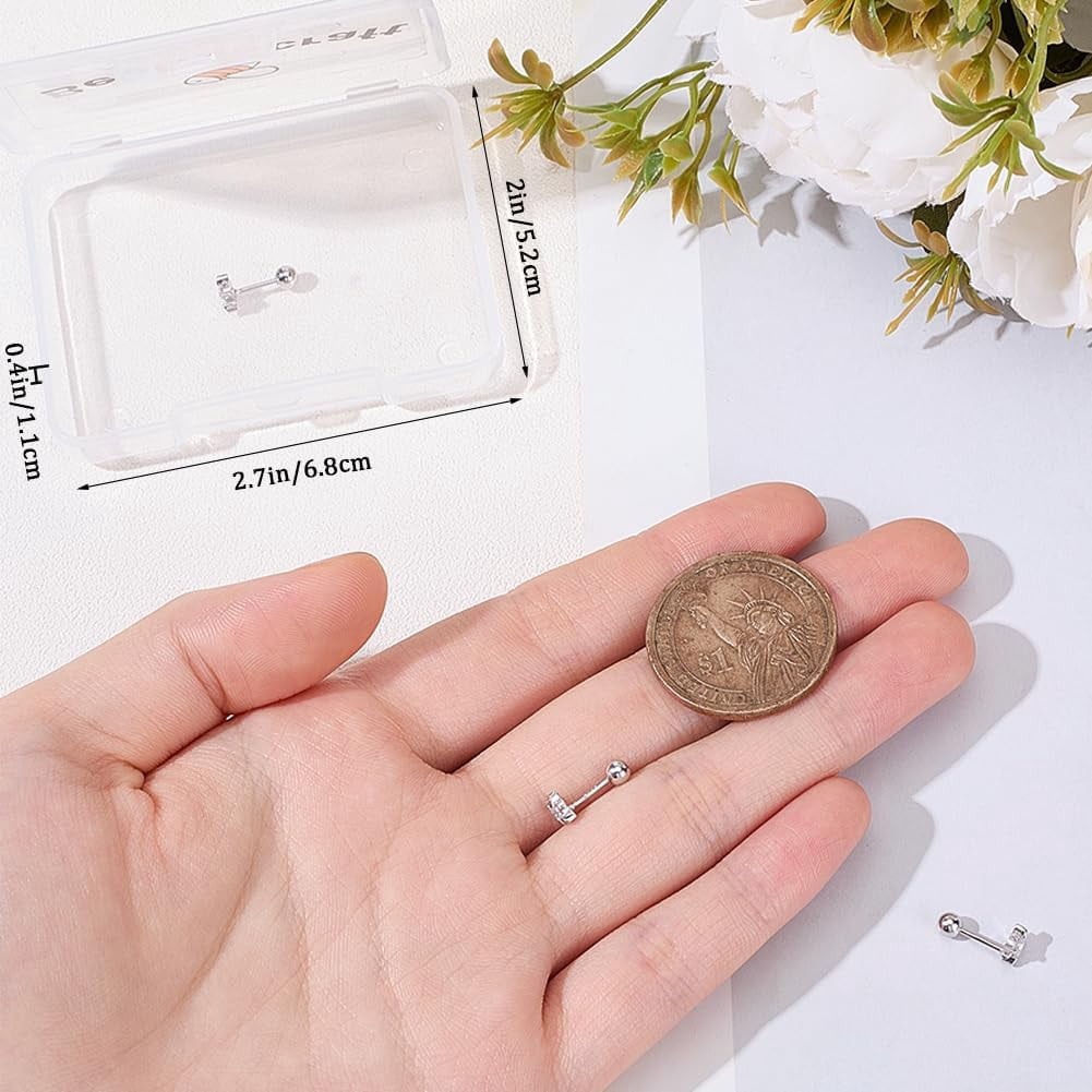 4Pcs North Star Earrings 925 Sterling Silver Star Cubic Zirconia Stud Earrings with Screw Ball Backs Tiny 5 x 5mm Clear