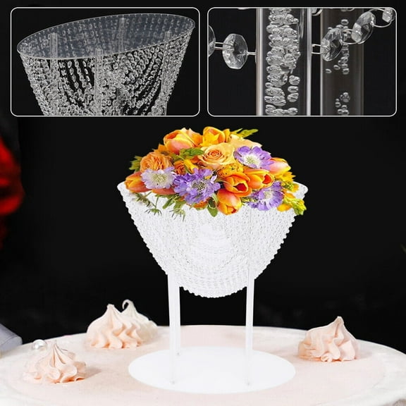 2pcs Tall Wedding Crystal Centerpieces Acrylic Flower Stand Tabletop Display Rack Table Decoration Backdrop Stage Decor