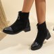 thumbnail image 4 of NECHOLOGY Botas Mujer Adulto Femenino Zapatos Botines de mujer Botas de tobillo de tacón grueso con cremallera frontal y panel de gamuza de cuero retro a la moda para mujer (Black, 7.5), 4 of 6