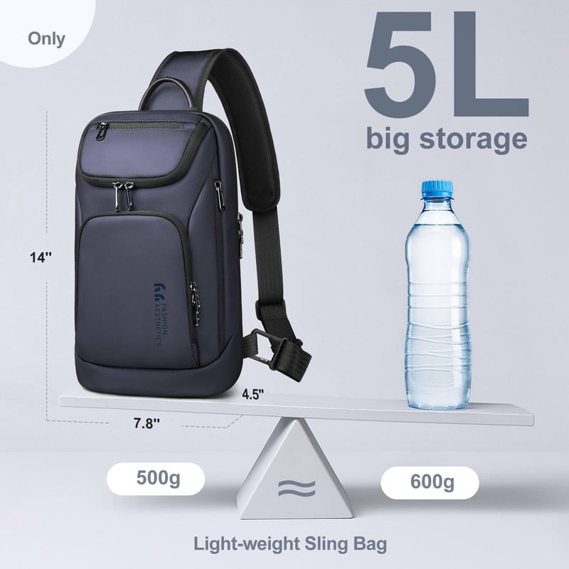 HEROIC KNIGHT Sling Bag for Men Crossbody Backpack for Travel Work College Waterproof, Blue