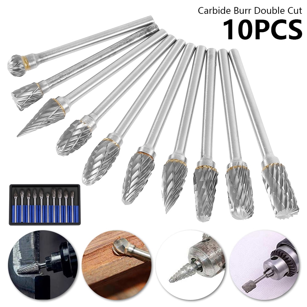10X Tungsten 6mm Head Carbide Burr Drill Kit For Grinder Carving Bit Rotary Tool 