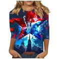 thumbnail image 4 of Elvqul Womens T-Shirts Clearance Under 5 Tops Eagle 4th of July Pullover Crew Neck Patriotic American Flag 3/4 Sleeve Shirts for Ladies, 4 of 5