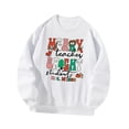 thumbnail image 4 of Sudadera de mujer con estampado de letras y cuello redondo, Tops holgados informales de moda L, 4 of 8