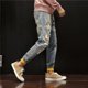 thumbnail image 5 of Pantalones vaqueros ajustados con estampado para hombre, rotos, rotos, estilo retro coreano, a la moda, con agujeros y corte de bota, 5 of 5
