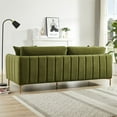 Donaldson Mid Century Modern Living Room Olive Green Velvet Sofa ...