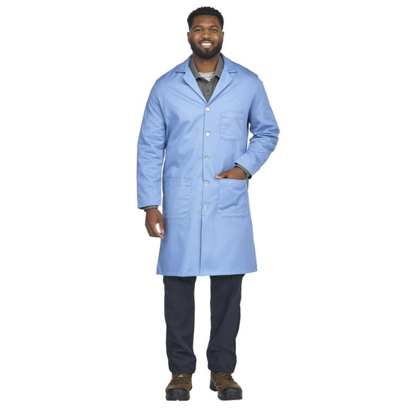 Bulwark FR-KEL2LB RG Men's FR Lab Coat, Light Blue, Small CA2