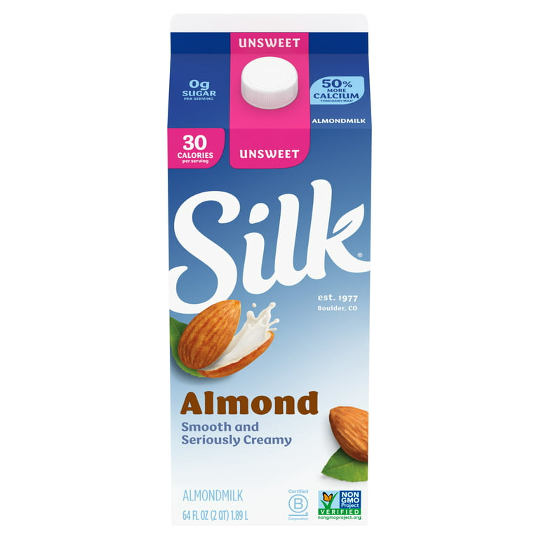 Silk Dairy Free, Gluten Free, Unsweet Milk, 64 fl Half Gallon Walmart.com